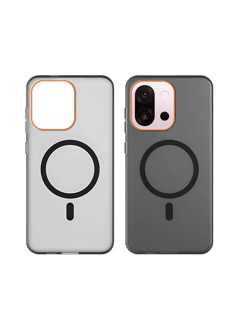 Wtech OnePlus 13T 5G 2025 Hybrid Translucent Magsafe with Magnetic Charging Raised Camera Lips Elegant Look Case Cover (MCMPMN) - Black - Image 2