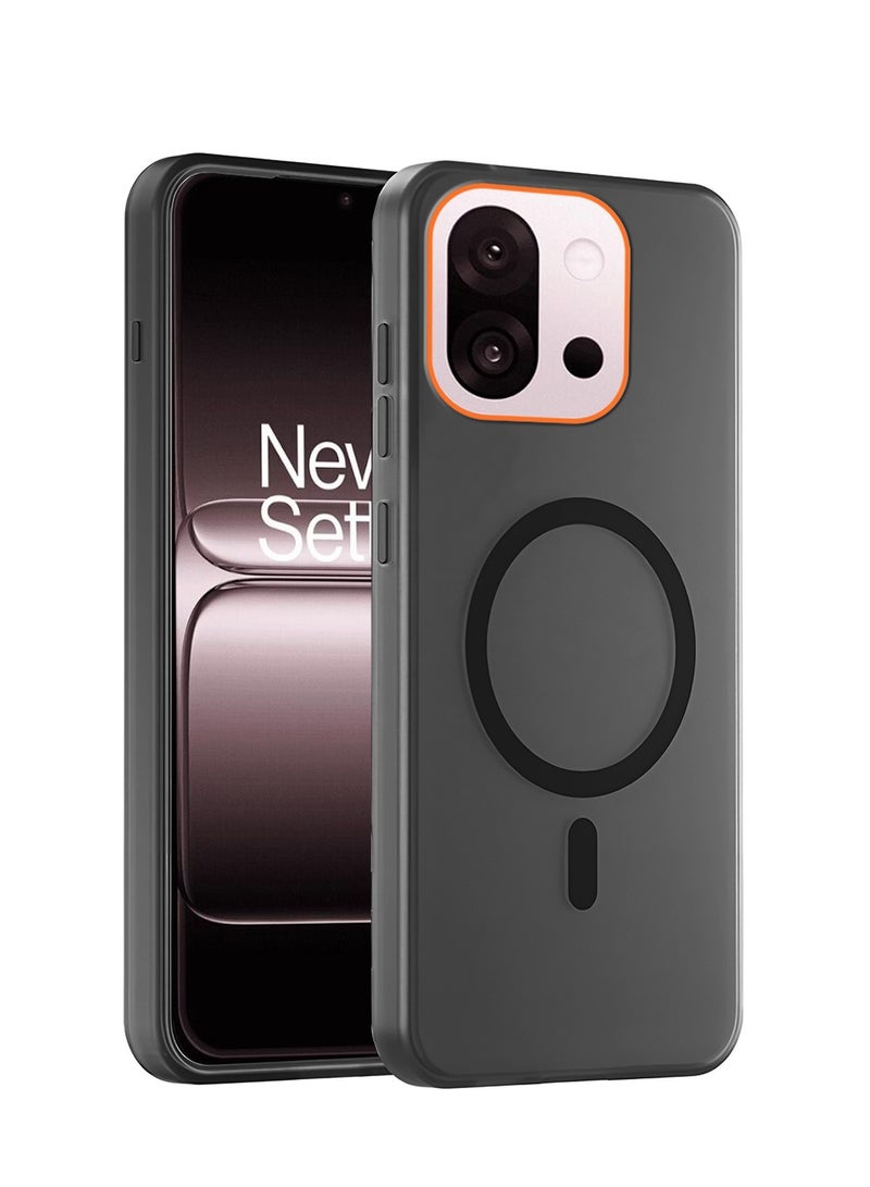 Wtech OnePlus 13T 5G 2025 Hybrid Translucent Magsafe with Magnetic Charging Raised Camera Lips Elegant Look Case Cover (MCMPMN) - Black - Image 1