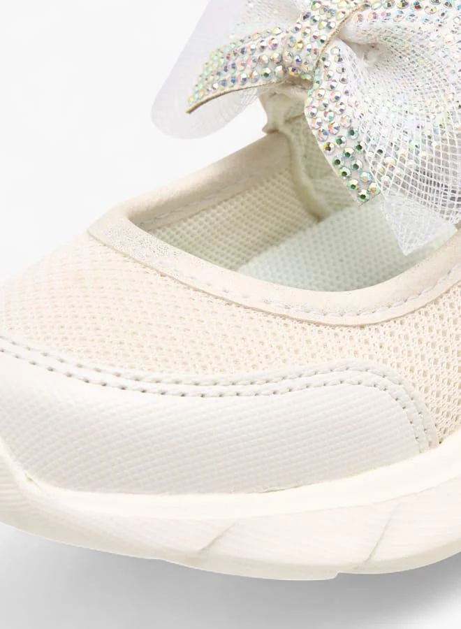 بيرفيت سنيكرز بناتي مزين بفيونكة وإغلاق بشريط لاصق