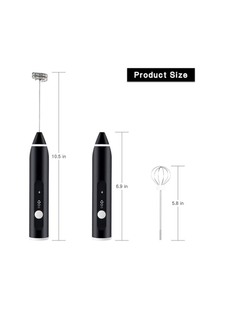Generic - Milk frother rechargeable handheld 3-speed adjustable for latte coffee cappuccino with extra egg mixer - Image 1