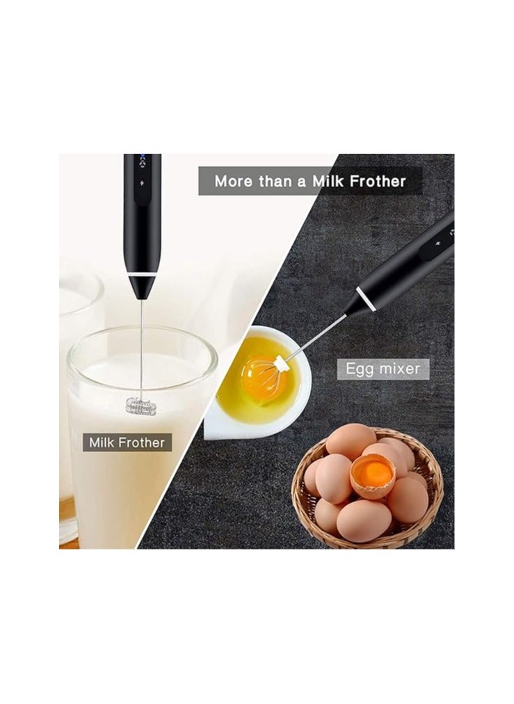 Generic - Milk frother rechargeable handheld 3-speed adjustable for latte coffee cappuccino with extra egg mixer - Image 1