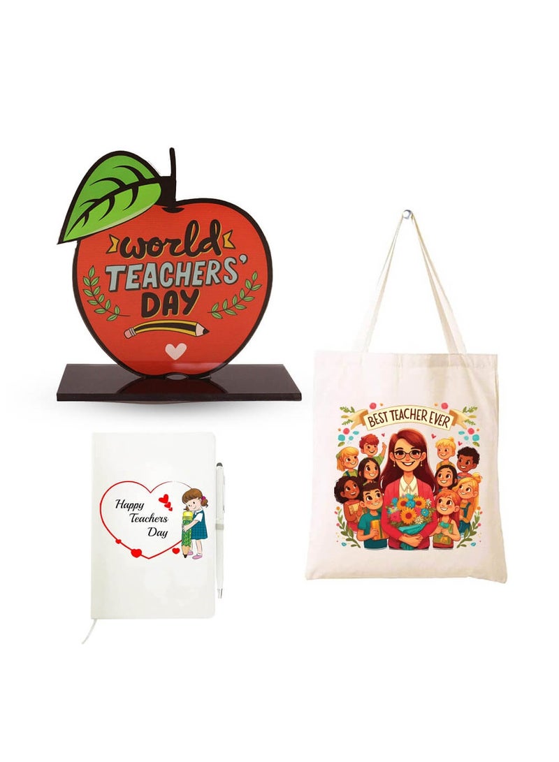 PRINTSHOP4ME Teachers Appreciation Combo Set-Teachers Day Gift Acrylic And Cotton Tote Bag Reusable Eco Friendly And Gift Bag-Gift For Teachers,Educators,And Mentors - Image 1
