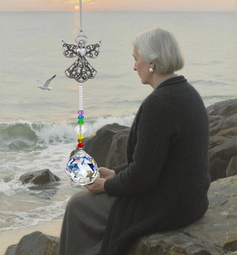 Persofine Memorial Gifts Crystal Suncatcher,Unique Sympathy Gifts for Loss of Loved One,Rainbow Maker Bereavement Gifts Box for Loss of Father Mom Son Daughter Husband Grandmother Dog (Angel) - Image 5