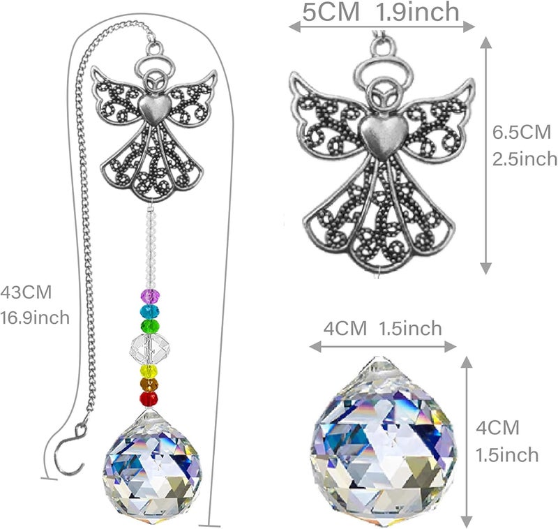 Persofine Memorial Gifts Crystal Suncatcher,Unique Sympathy Gifts for Loss of Loved One,Rainbow Maker Bereavement Gifts Box for Loss of Father Mom Son Daughter Husband Grandmother Dog (Angel) - Image 1