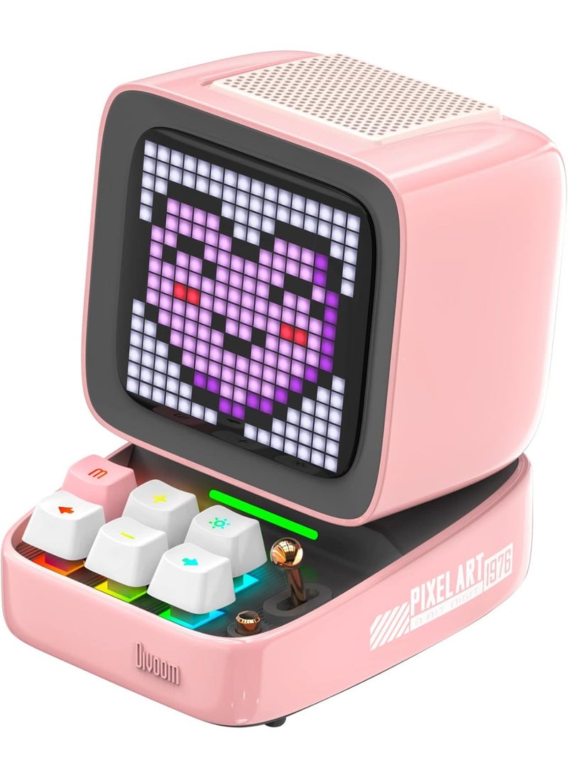 Divoom Divoom Ditoo – Retro Pixel Art Bluetooth Speaker with 16x16 LED Screen and App Control - Pink  - Image 1