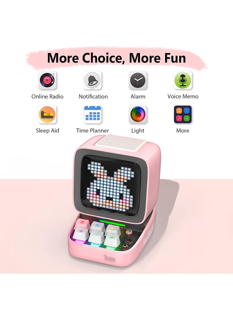 Divoom Divoom Ditoo – Retro Pixel Art Bluetooth Speaker with 16x16 LED Screen and App Control - Pink  - Image 4
