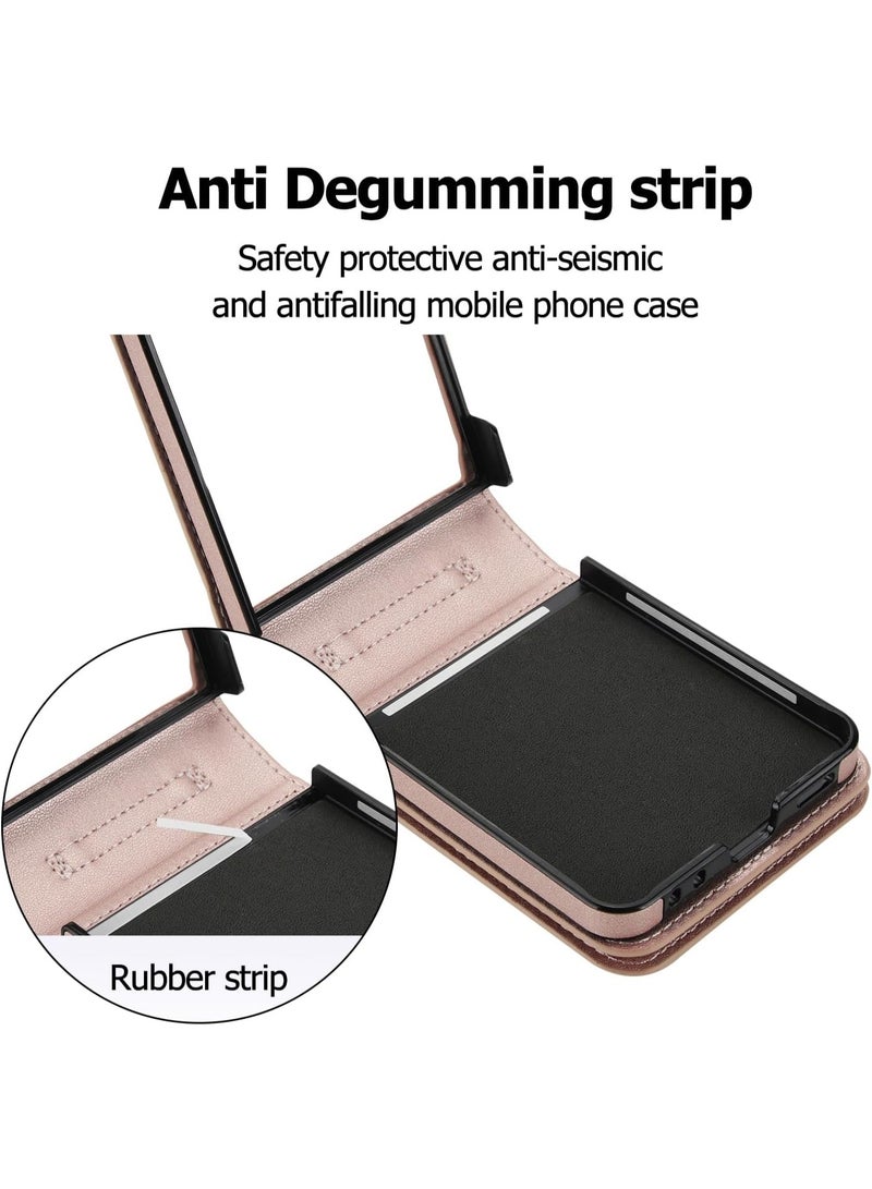 XIMAND جراب هاتف Ximand فاخر بسحاب لهاتف Samsung Galaxy Z Flip 7، حامل بطاقات متعدد الوظائف مع حزام كتف قابل للتعديل، جراب قلاب أنيق - Image 4