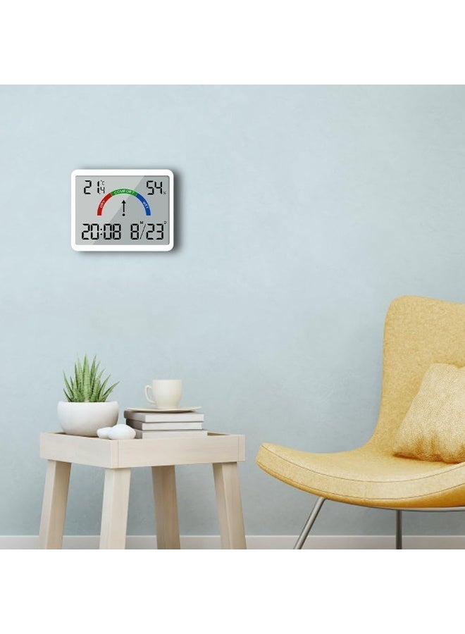 Rubik Digital Alarm Clock with Temperature and Humidity Large Display Magnetic & Wall Mountable, Table Standing for Home and Office (White 9905)  - Image 2