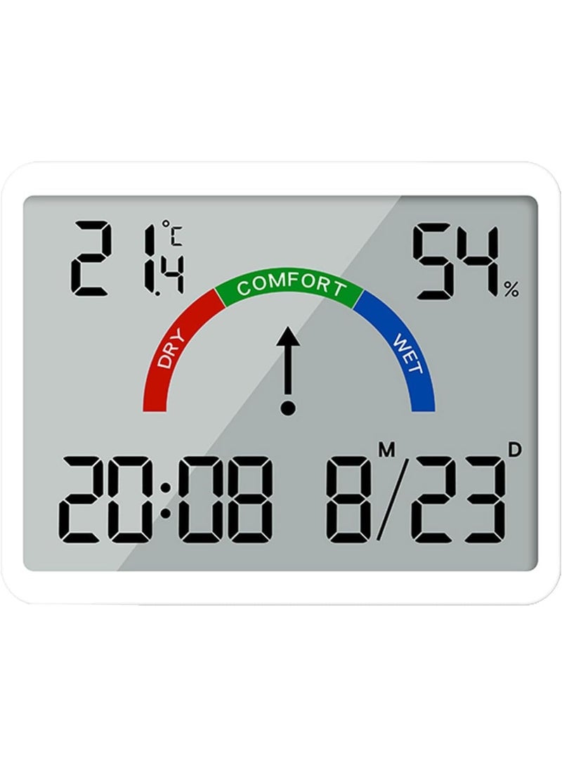 Rubik Digital Alarm Clock with Temperature and Humidity Large Display Magnetic & Wall Mountable, Table Standing for Home and Office (White 9905)  - Image 1