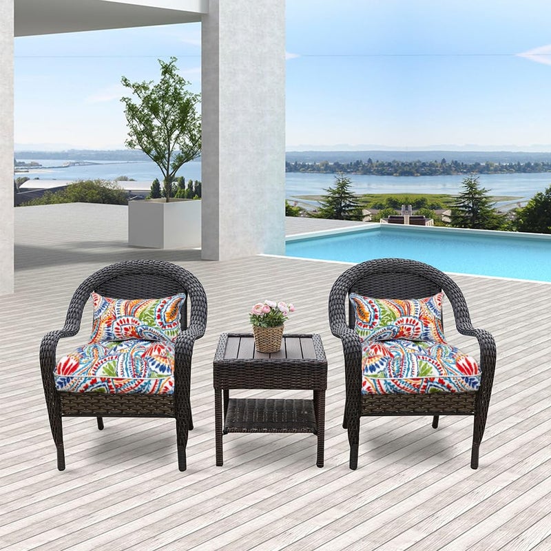 JMGBird Outdoor Chair Cushion Set of 2 Patio Cushions 19x19 with Ties Outdoor Cushions for Patio Furniture - Image 2