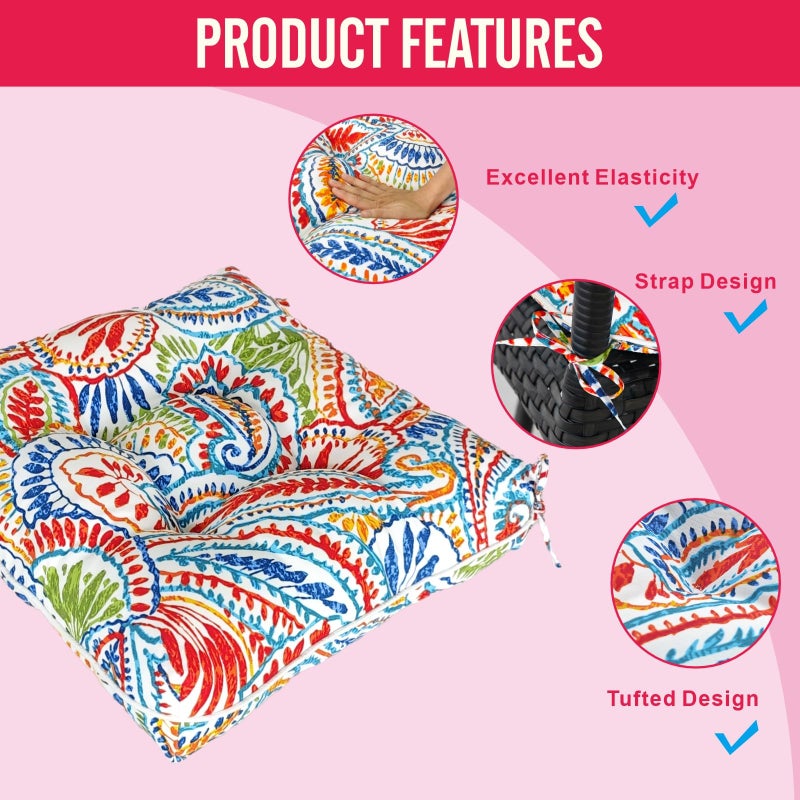 JMGBird Outdoor Chair Cushion Set of 2 Patio Cushions 19x19 with Ties Outdoor Cushions for Patio Furniture - Image 4