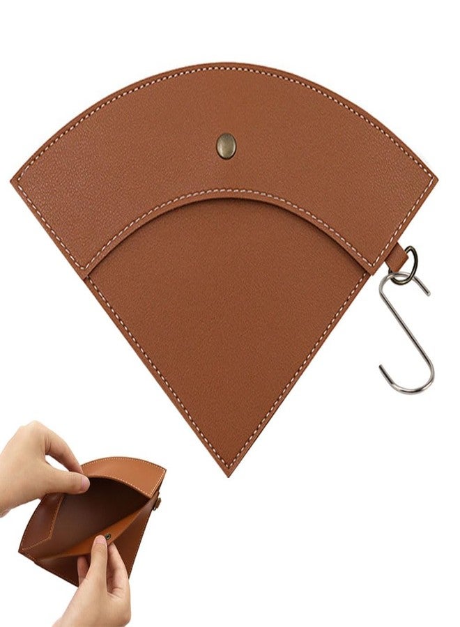 Ouliget Coffee Filter Holder, Reusable Hang Coffee Paper Filters Storage Bag for Cone shaped Filter Papers,Waterproof Leather Suitable for Outdoor Camping Traveling with Hook,Brown - Image 1