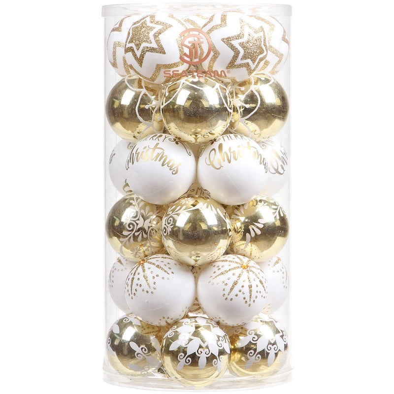 Sea Team 60mm236 Set of Colorful Painted Sparkling Ornaments and Hanging Baubles for Christmas Tree  30 Pieces