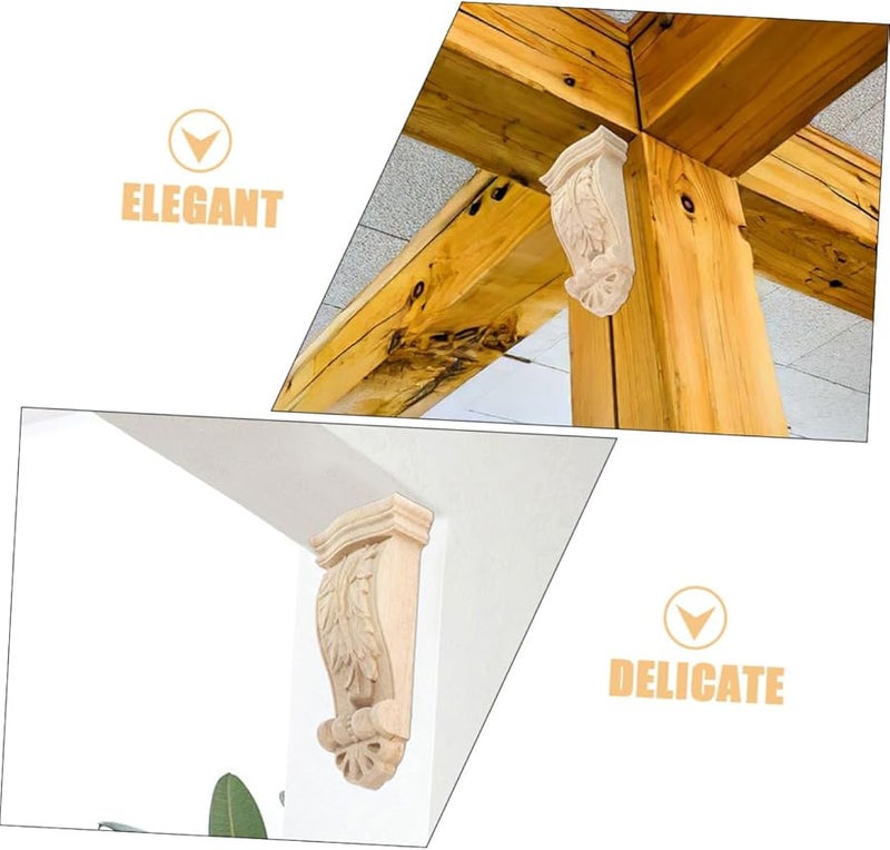 مجموعة من 2 من الحوامل الجدارية الخشبية المنحوتة العتيقة لزوايا السقف لتزيين المنزل - Image 4