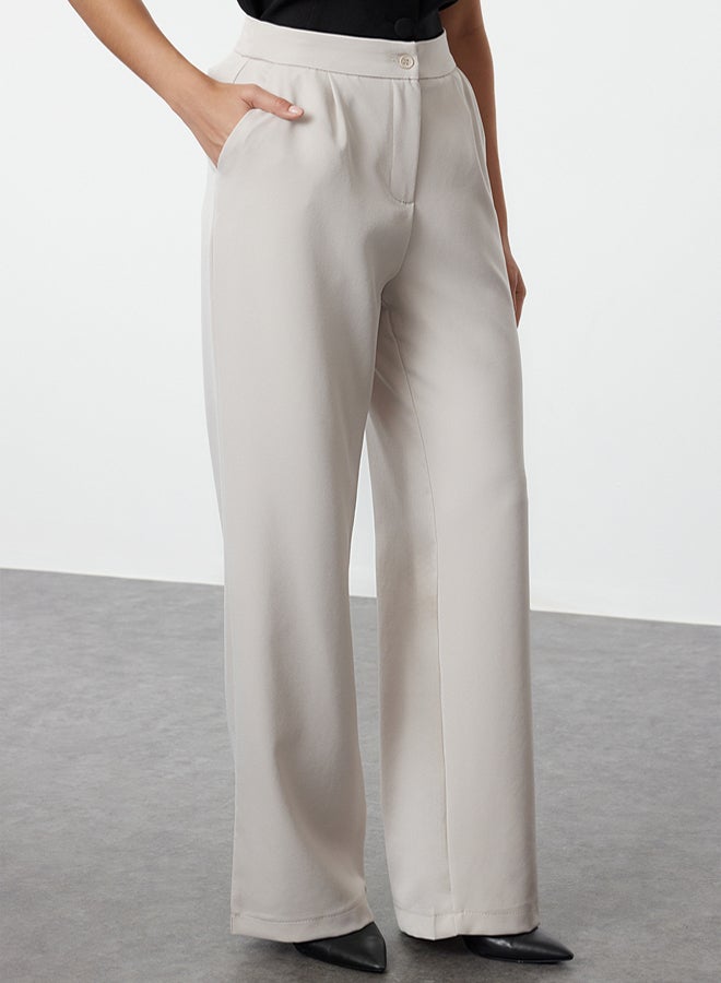 trendyol Cream Wide Leg/Wide Leg Woven Fabric Trousers - Image 4