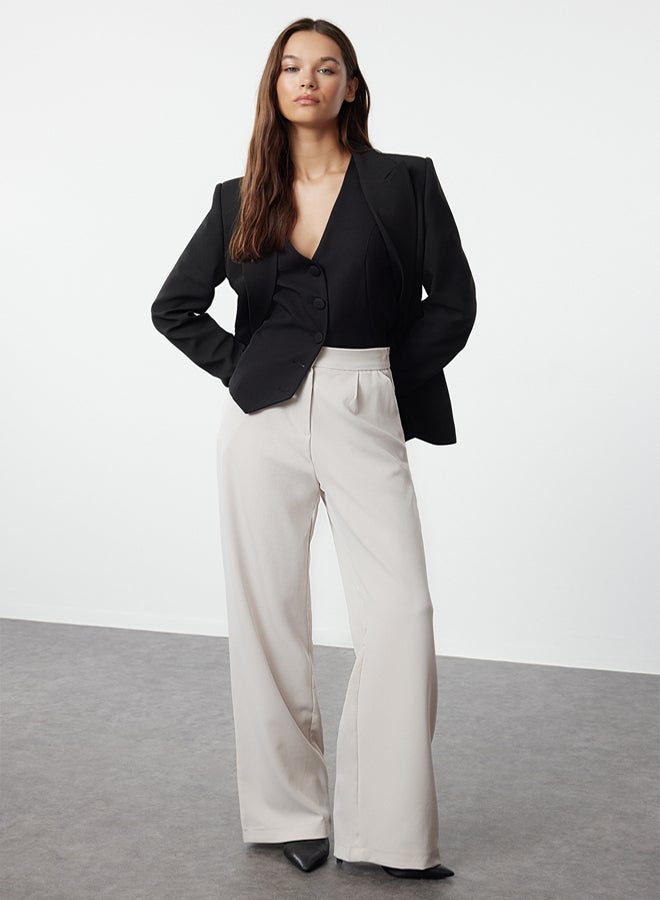 trendyol Cream Wide Leg/Wide Leg Woven Fabric Trousers - Image 1