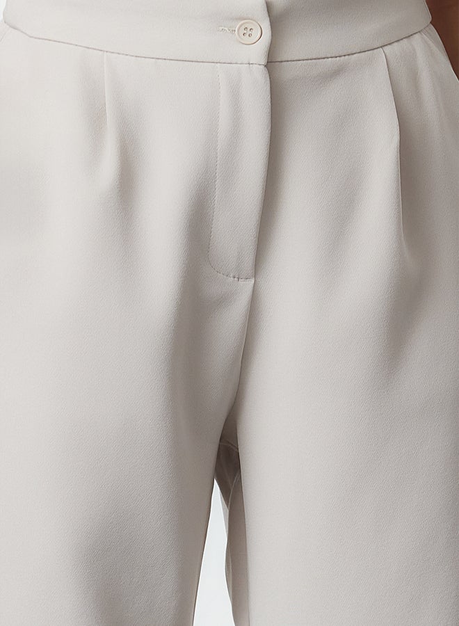 trendyol Cream Wide Leg/Wide Leg Woven Fabric Trousers - Image 2