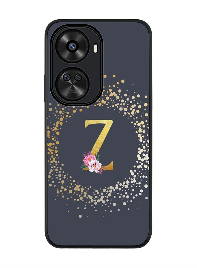 Stylizedd Rugged Black edge case for Huawei nova 12 SE / Huawei nova 11 SE 4G,Slim fit Cover Custom Monogram Initial Letter Floral Pattern Alphabet - Z (Grey) - Image 1