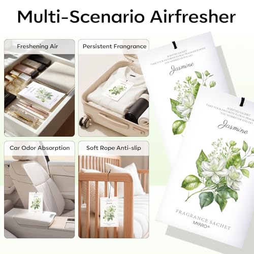 MYARO 12 Packs Jasmine Scented Sachets for Drawer and Closet, Long-Lasting Air Freshener Sachets Bags Drawer deodorizers Fresh Scents, Home Fragrance for Lover - Image 4