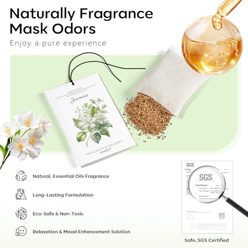 MYARO 12 Packs Jasmine Scented Sachets for Drawer and Closet, Long-Lasting Air Freshener Sachets Bags Drawer deodorizers Fresh Scents, Home Fragrance for Lover - Image 3