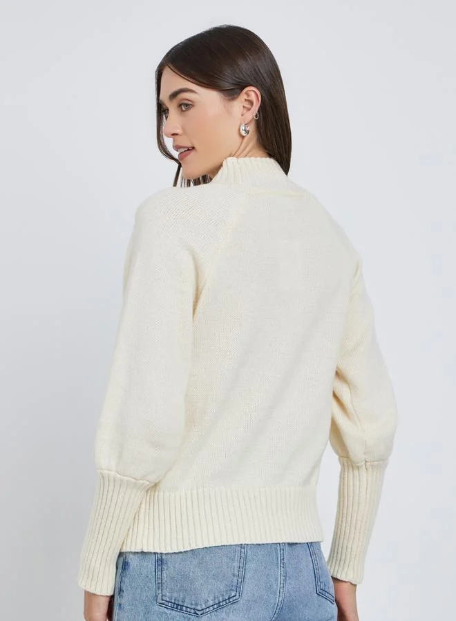 Styli Styli Cream Regular Fit Cable Knit Sweater