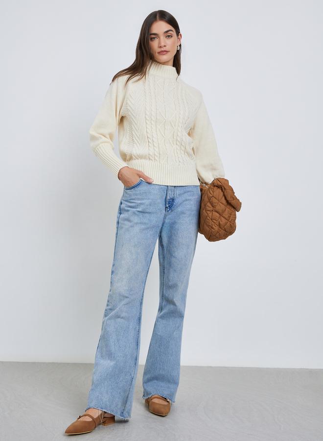 Styli Cream Regular Fit Cable Knit Sweater - Image 2