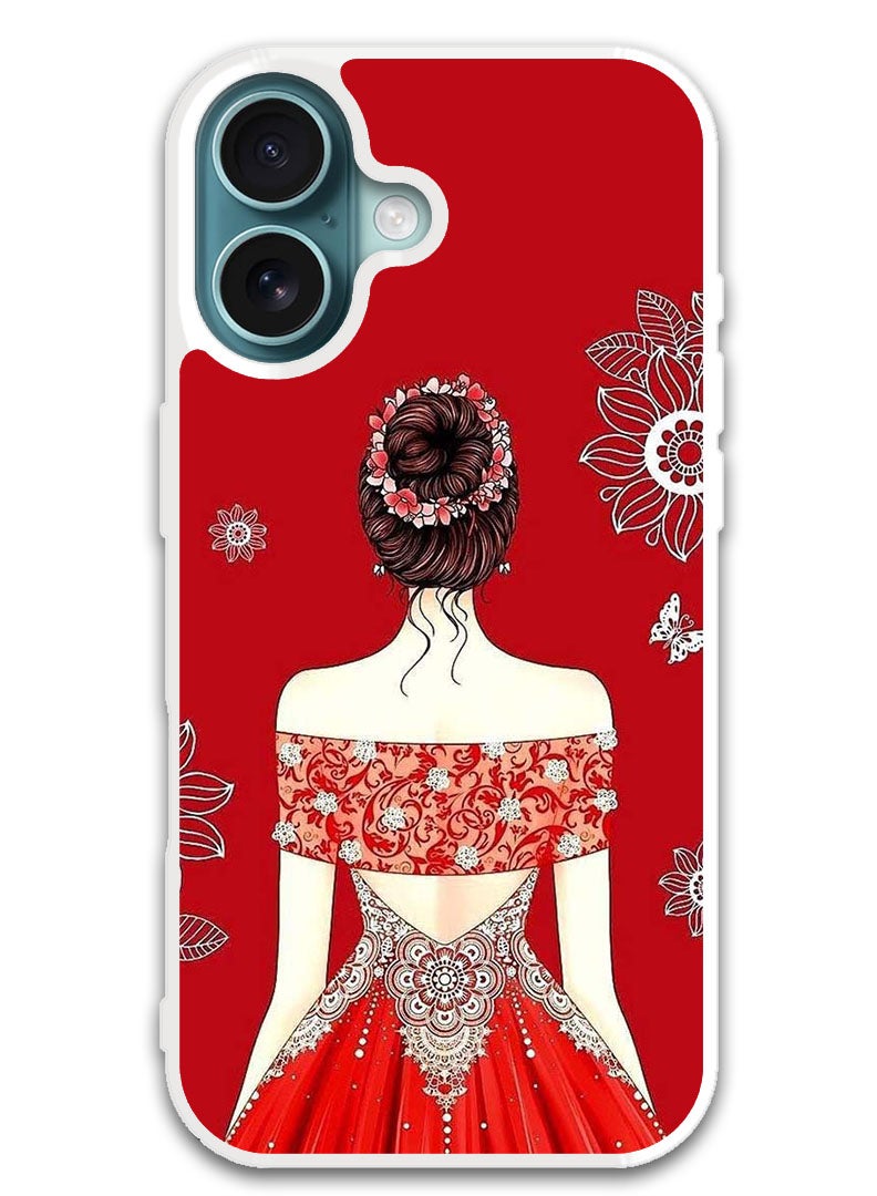 Theodor Protective Case Cover For APPLE IPHONE 16 Plus Cute Ladyy  (White Bumper) - Image 1