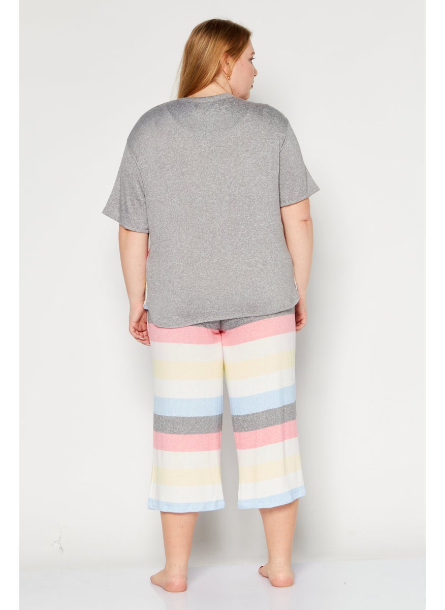 DKNY Women 2 Pcs Capri Sleepwear Set, Grey Combo  - Image 4
