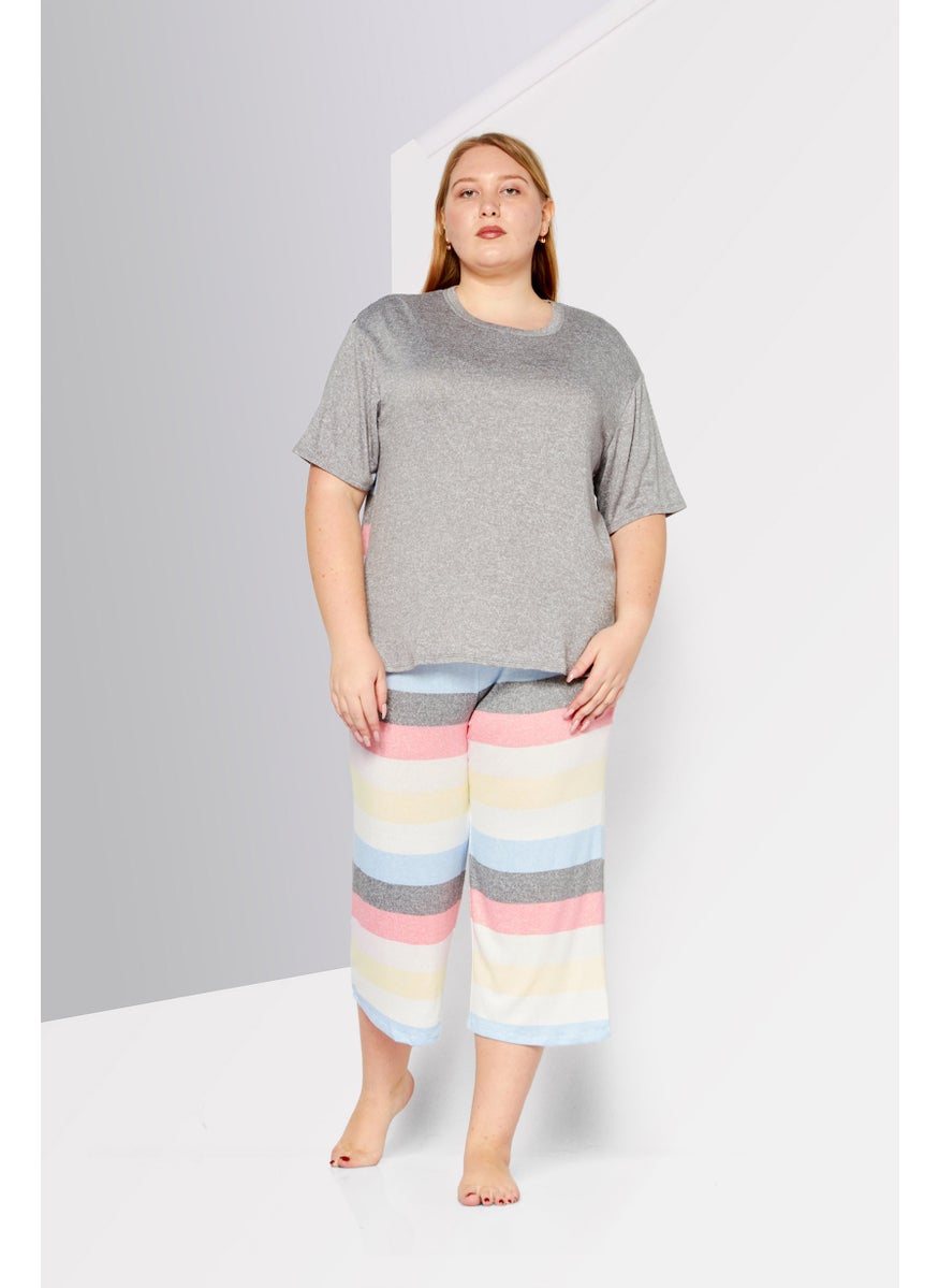 DKNY Women 2 Pcs Capri Sleepwear Set, Grey Combo  - Image 2