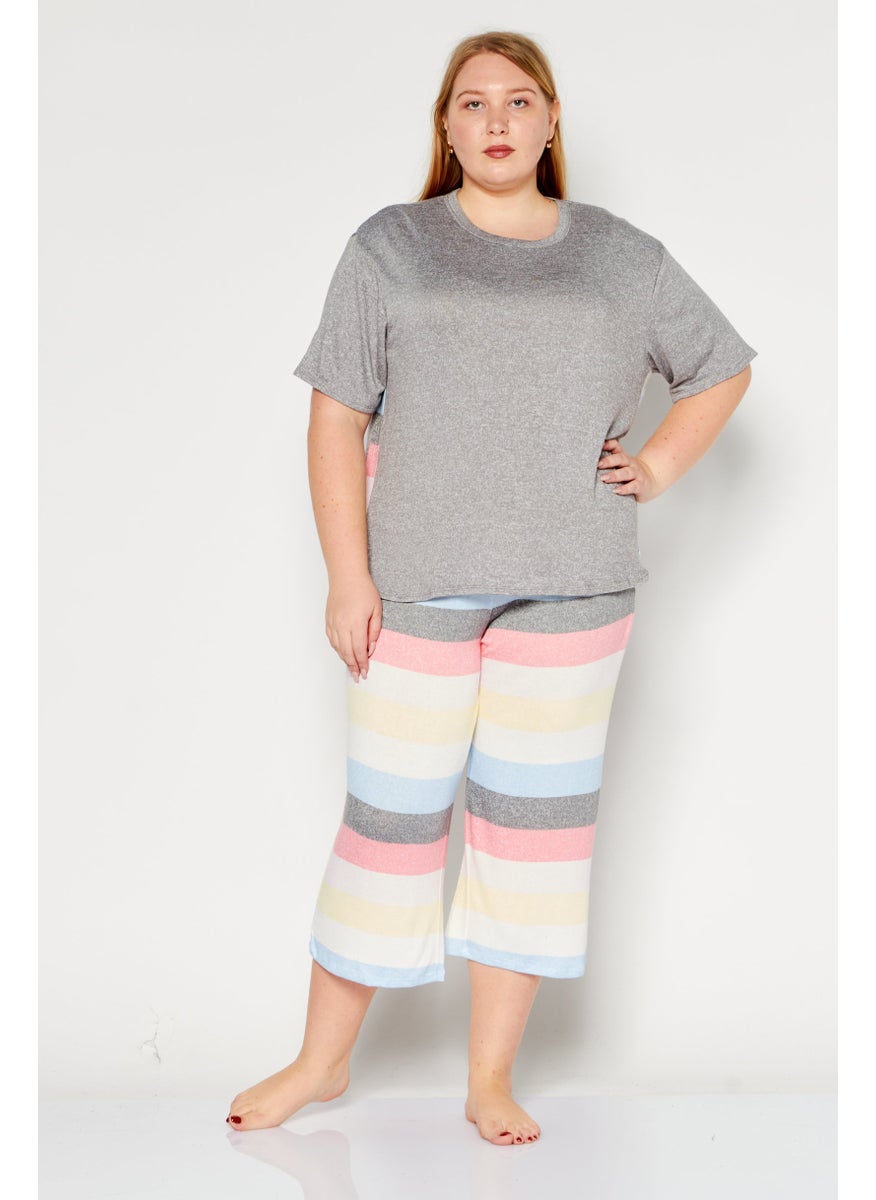 DKNY Women 2 Pcs Capri Sleepwear Set, Grey Combo  - Image 1