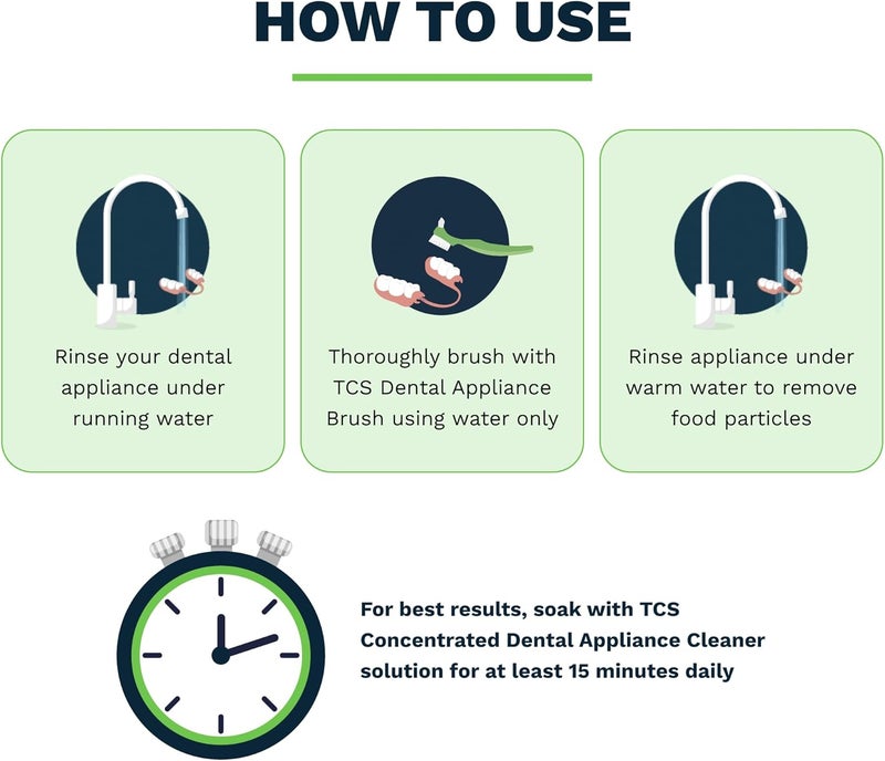 TCS Fresh Soft Bristle Denture Brush with Handle, Ergonomic Toothbrush for Cleaning Dental Appliances (3 Pack) - Image 3