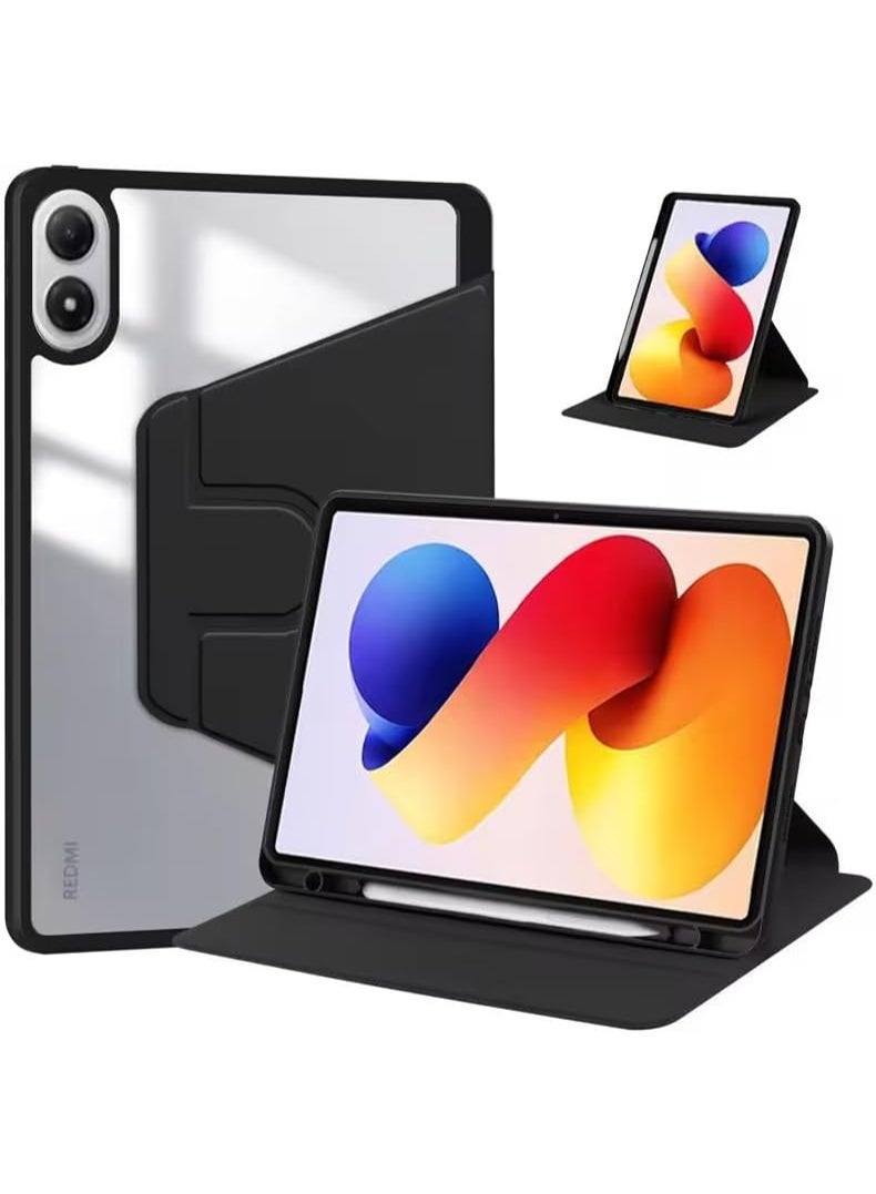 VKL Compatible with XiaoMi Redmi Pad 2 Pro 12.1 Inch 2025 Case,360 Degree Swivel Stand Folio Flip Smart Tablet Cover with Auto Sleep/Wake (Black) - Image 1