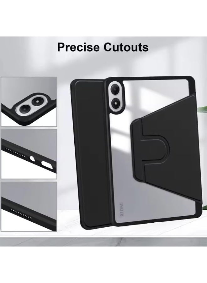 VKL Compatible with XiaoMi Redmi Pad 2 Pro 12.1 Inch 2025 Case,360 Degree Swivel Stand Folio Flip Smart Tablet Cover with Auto Sleep/Wake (Black) - Image 4