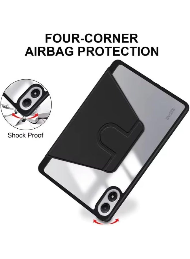 VKL Compatible with XiaoMi Redmi Pad 2 Pro 12.1 Inch 2025 Case,360 Degree Swivel Stand Folio Flip Smart Tablet Cover with Auto Sleep/Wake (Black) - Image 5