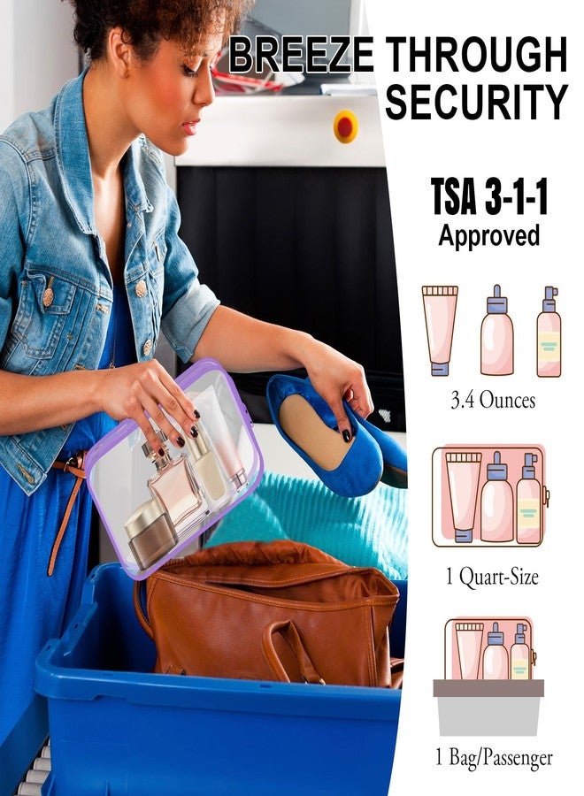 REHALY Clear Toiletry Bag, 12 Pack TSA Approved Toiletry Bag Travel Accessories Bag, Quart Size Bag for 3-1-1 Liquids Airport Airline Compliant Clear Makeup Bag with Metal Zipper (2 Size Colorful Bags) - Image 4