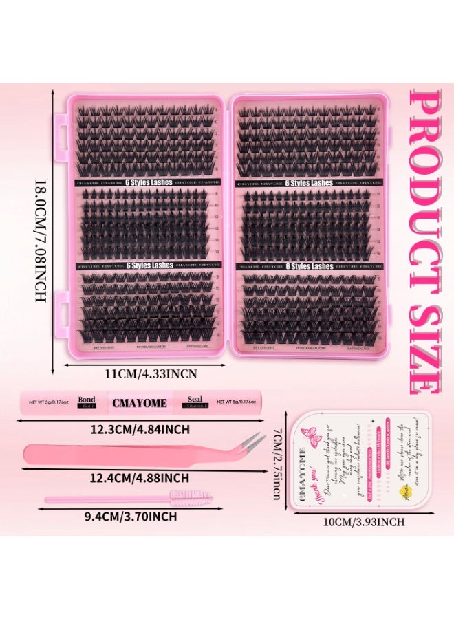 CMAYOME 480 pcs False Eyelash With Glue Kit, 6-Style Large Capacity DIY Individual Lash Extension Collection, 8-16 mm False Lash Cluster Set Including Lash Brush, Tweezers And Lash Bond and Seal, Suitable For Beginners. - Image 4