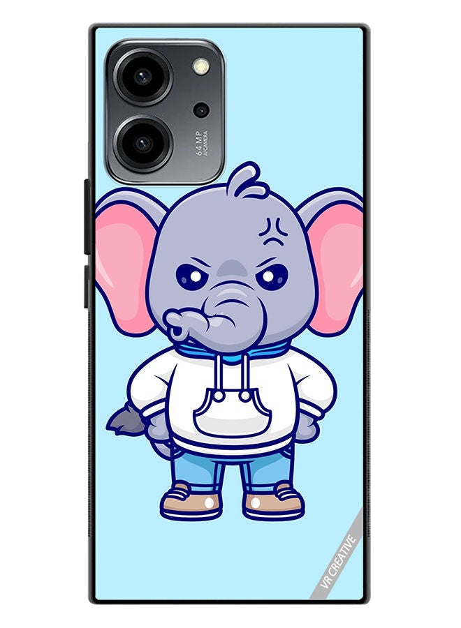 VR CREATIVE Protective Case Cover For Honor 80 SE Cute Angry Elephant Wearing Hoodie Design Multicolour - Image 1