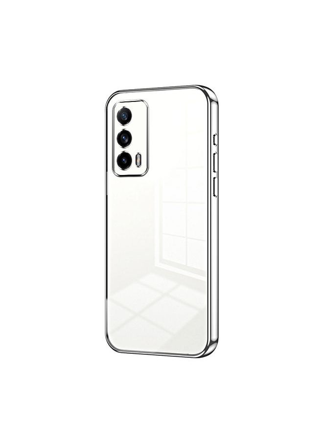 HuHa Case Cover For Realme X7 Pro Ultra Transparent Plating Fine Hole Phone Case Silver 