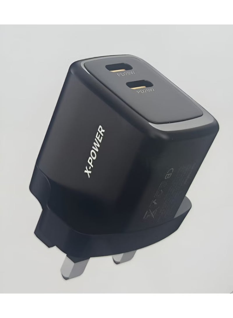 اكس باور شاحن X-POWER XP-T87CC بقوة 40W GaN، منفذين Type-C - اسود - Image 1