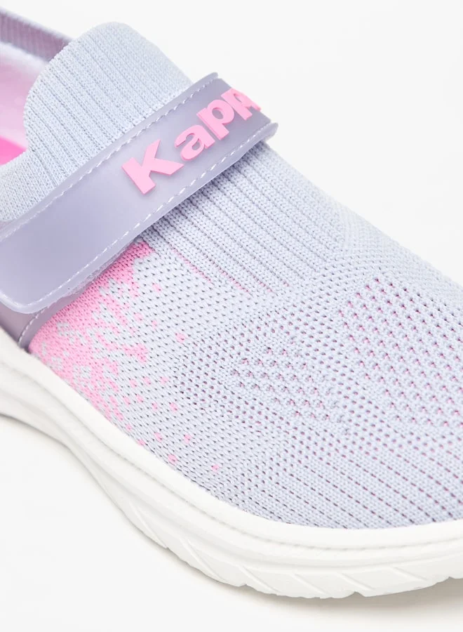Kappa Girls' Mesh Textured Slip-On Walking Shoes with Hook and Loop Closure