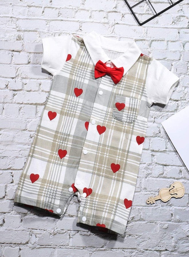 bilison Baby Boy Valentines Day Outfit Gentleman Bowtie Tuxedo Suit One Piece Romper Jumpsuit Overall Clothes Set - Image 2