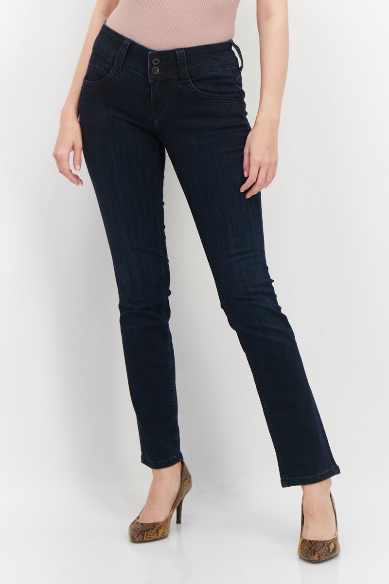 Pepe Jeans Women Regular Fit Solid Stretchable Denim, Navy - Image 1