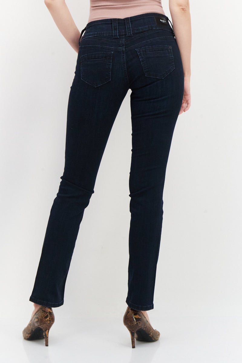 Pepe Jeans Women Regular Fit Solid Stretchable Denim, Navy - Image 3