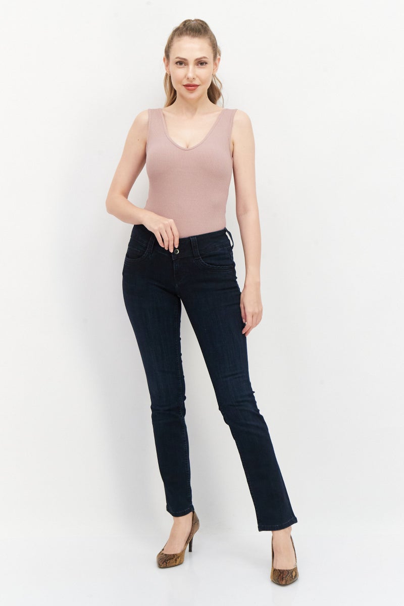 Pepe Jeans Women Regular Fit Solid Stretchable Denim, Navy - Image 2