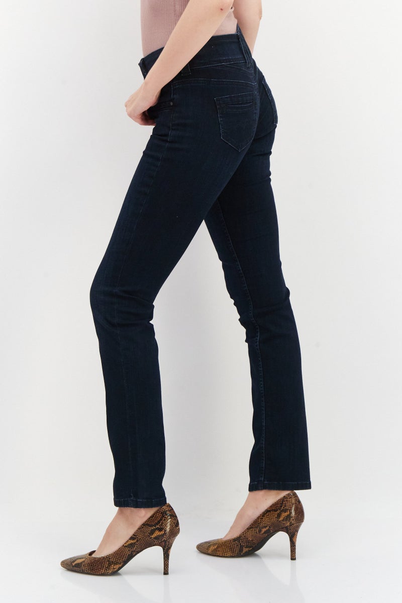 Pepe Jeans Women Regular Fit Solid Stretchable Denim, Navy - Image 4