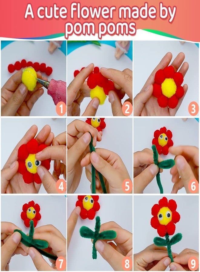 IOOLEEM Multi-Color Pom Poms, 300pcs 1inch, Pom Poms for Arts and Crafts, Pom Pom Balls, Craft Pom Poms. - Image 4