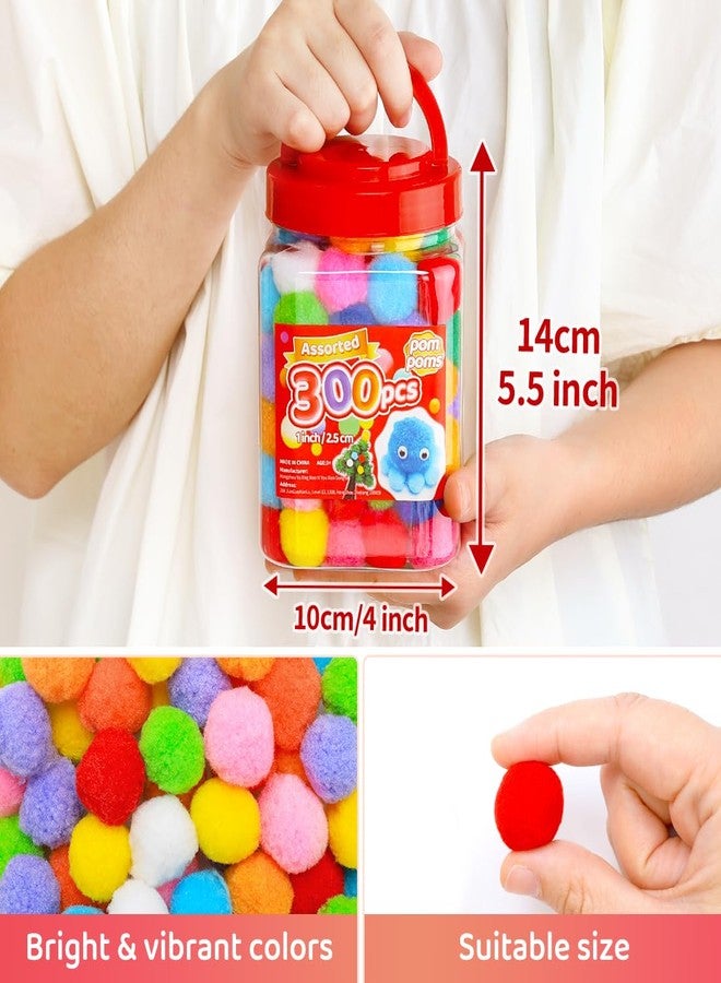 IOOLEEM Multi-Color Pom Poms, 300pcs 1inch, Pom Poms for Arts and Crafts, Pom Pom Balls, Craft Pom Poms. - Image 2