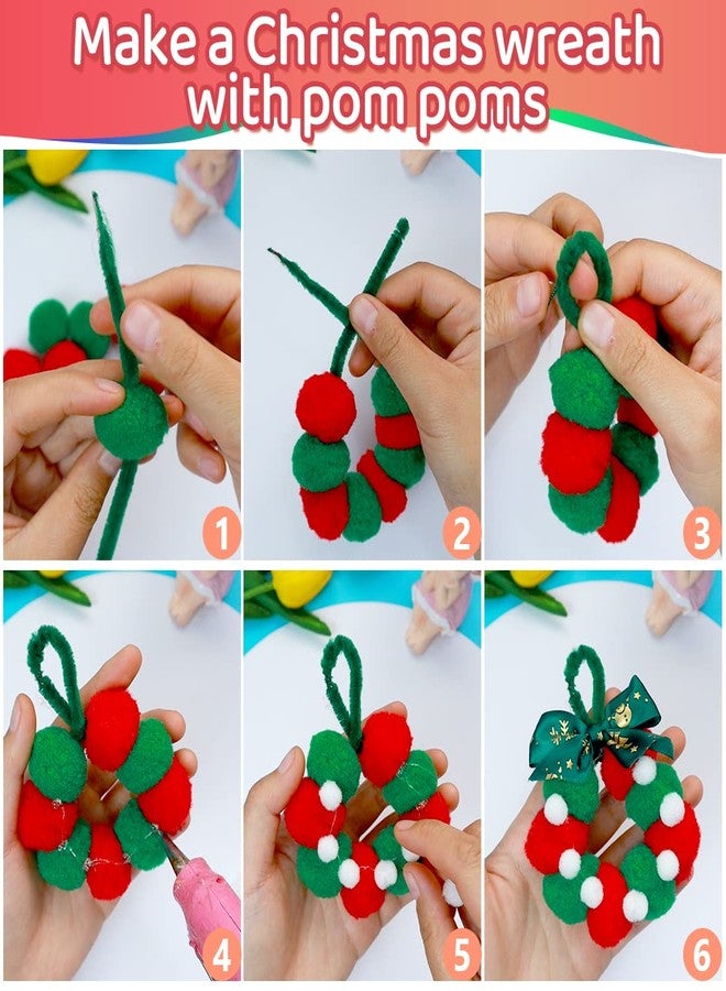 IOOLEEM Multi-Color Pom Poms, 300pcs 1inch, Pom Poms for Arts and Crafts, Pom Pom Balls, Craft Pom Poms. - Image 5