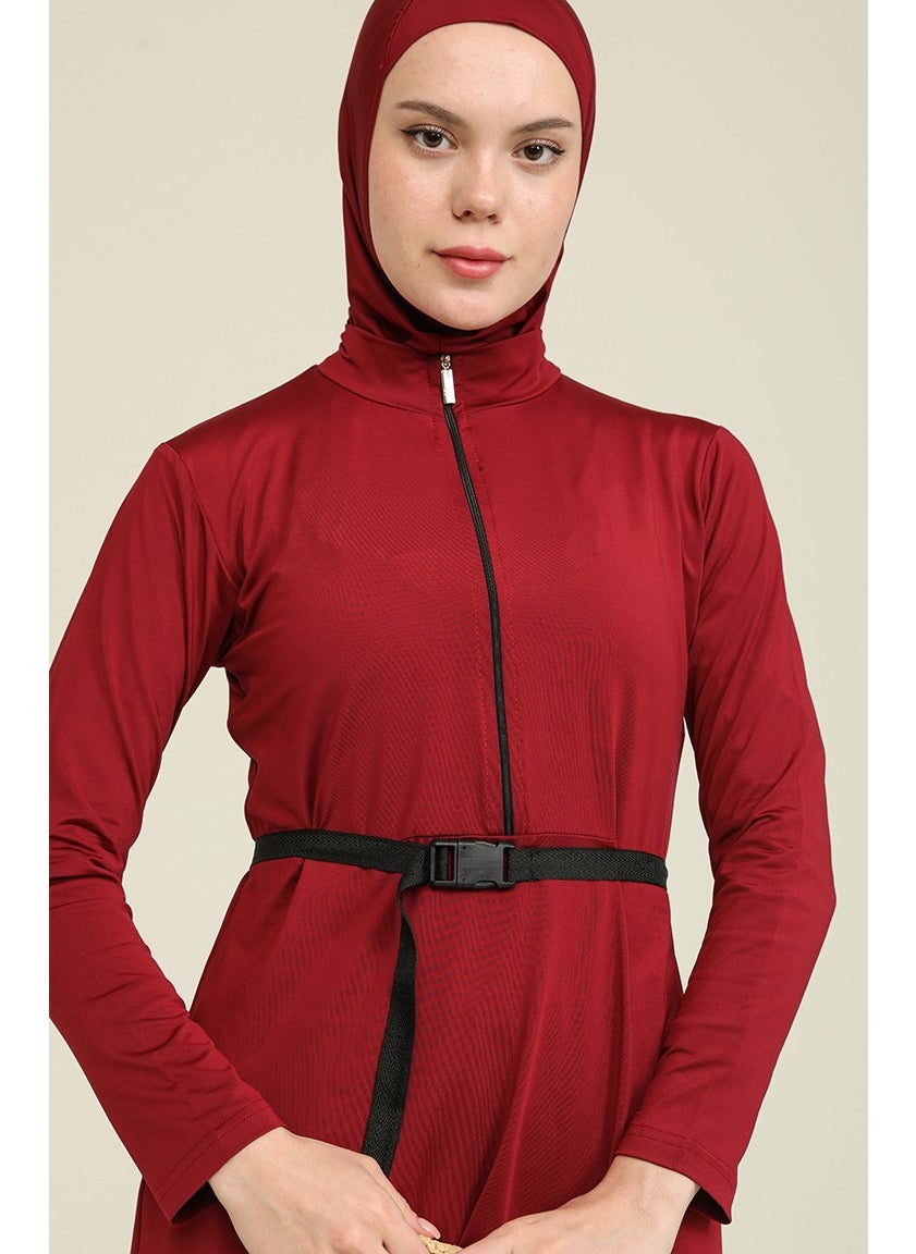 Sefa Merve - Modest Swimsuit 22661-03 Claret Red - Image 1
