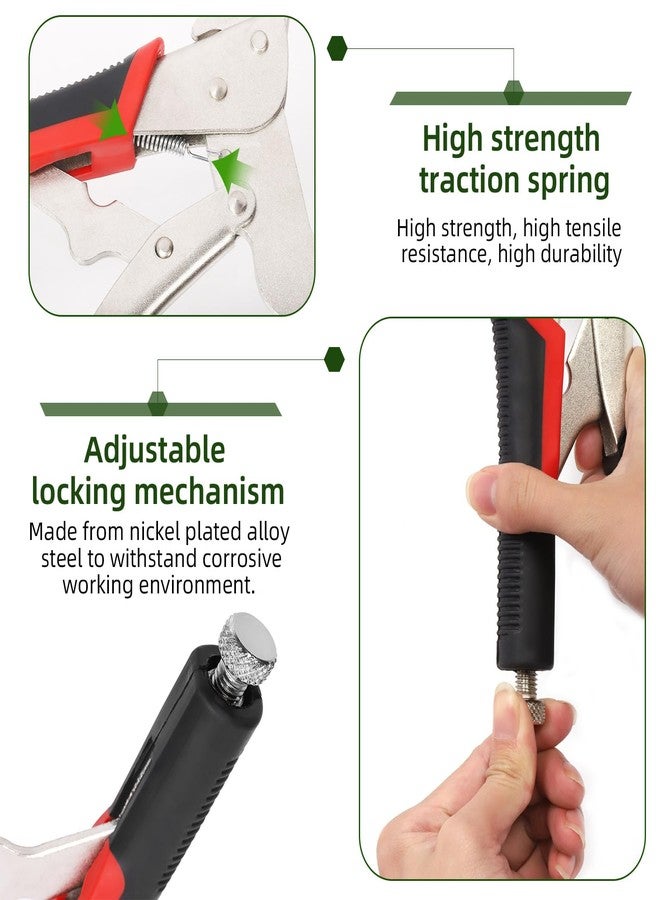 Keadic 3Pcs 6.5" 9" 11" Heavy Duty Locking C-Clamp Set With Regular Tip and Swivel Pads, Metal Pocket Hole Locking Pliers Table & Tool Vise Grip for Automotive DIY Woodworking Cabinetry Welding - Image 4